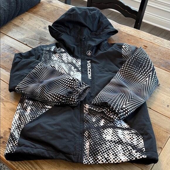 Volcom Kids Black and White Patterned Puffer Jacket - Picture 1 of 6